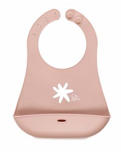 Jane Snap Roll-up Silicone Bib - Pale