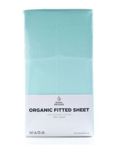 Mama Designs Organic Cot Bed Fitted Sheet - Turquoise (140cm x 70cm)