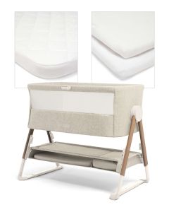 Mamas & Papas Lua Bedside Crib Fawn Sheet Bundle - White