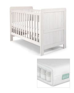 Mamas & Papas Atlas Cot Bed With Mattress - Nimbus White