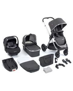 Babymore MeMore V2 13 Piece Travel System with Pecan i-Size Car Seat - Chrome