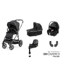 BabyStyle Oyster 3 Essential 5 Piece Maxi Cosi Pebble 360 Pro Travel System Bundle - Carbonite