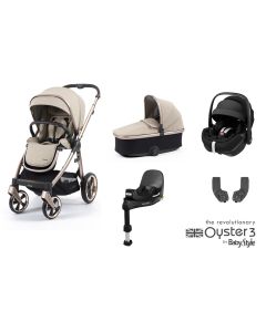 BabyStyle Oyster 3 Essential 5 Piece Maxi Cosi Pebble 360 Pro Travel System Bundle - Creme Brulee