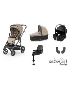 BabyStyle Oyster 3 Essential 5 Piece Maxi Cosi Pebble 360 Pro Travel System Bundle - Butterscotch