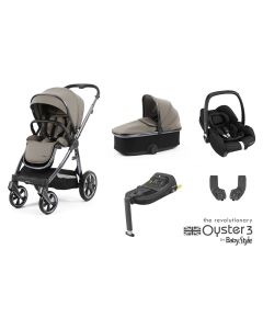 BabyStyle Oyster 3 Essential 5 Piece Cabriofix i-Size Travel System Bundle - Stone