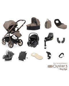 BabyStyle Oyster 3 Ultimate 12 Piece Maxi Cosi Pebble 360 Travel System Bundle - Mink