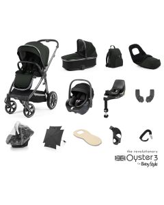 BabyStyle Oyster 3 Ultimate 12 Piece Maxi Cosi Pebble 360 Travel System Bundle - Black Olive