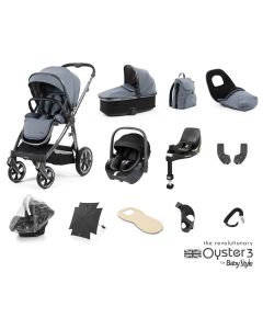 BabyStyle Oyster 3 Ultimate 12 Piece Maxi Cosi Pebble 360 Travel System Bundle - Dream Blue