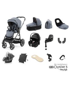 BabyStyle Oyster 3 Ultimate 12 Piece Maxi Cosi Pebble 360 Pro Travel System Bundle - Dream Blue