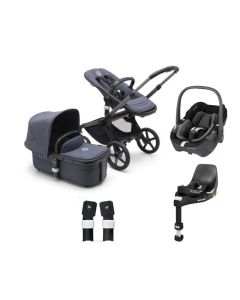 Bugaboo Fox 5 Complete Pushchair with Maxi Cosi Pebble 360 Car Seat and Base Bundle - Graphite/Stormy Blue