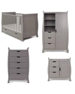 Obaby Stamford Classic Sleigh 5 Piece Room Set - Taupe Grey