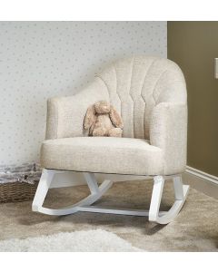 Obaby Round Back Rocking Chair - White with Oatmeal Cushion