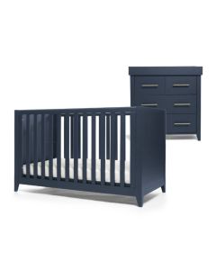 Mamas & Papas Melfi 2 Piece Cot Bed & Dresser Set - Midnight Blue