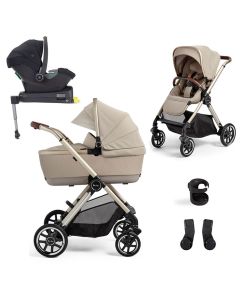 Silver Cross Reef Pushchair with First Bed Carrycot + Travel Pack - Stone