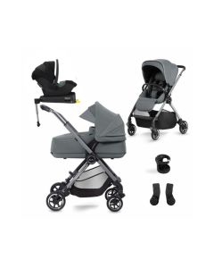 Silver Cross Dune Pushchair with Compact Carrycot + Travel Pack - Glacier