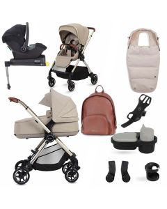 Silver Cross Dune Pushchair with First Bed Carrycot + Ultimate Pack - Stone