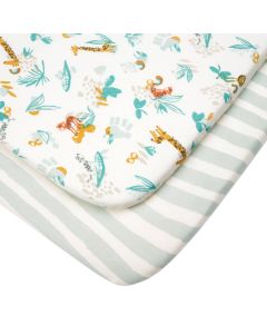 Tutti Bambini Bedside Crib Fitted Sheets 2 Pack - Run Wild