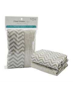 Tutti Bambini CoZee Fitted Sheets (2 Pack) - Chevron/Grey