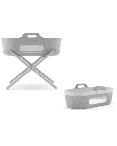 SnuzBaskit Moses Basket & Stand Set with Liner - Light Grey/Grey