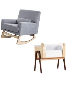 Gaia Baby Serena Chair and Bedside Crib Bundle - Dove/Natural