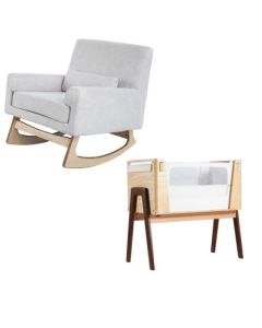 Gaia Baby Serena Chair and Bedside Crib Bundle - Oak/Natural