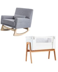 Gaia Baby Serena Chair and Bedside Crib Bundle - Dove/Scandi White