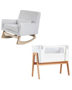 Gaia Baby Serena Chair and Bedside Crib Bundle - Oat/Scandi White