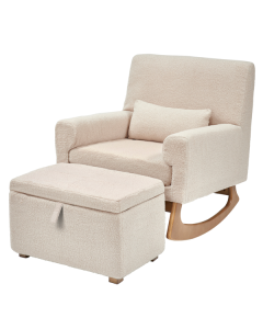 Gaia Baby Rocking/Feeding Chair & Footstool - Biscuit Boucle/Oak