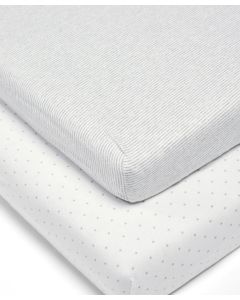 Mamas & Papas Cotbed Fitted Sheets (2 Pack) - WTTW Grey Elephant
